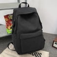 thumbnail image 3 of Canvas Backpack Fashion Simple School Bags Large Capacity for Vacations (Black), 3 of 9