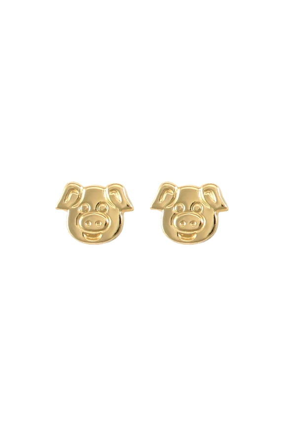 Ladies 9ct Gold Jewelco London Pig Head Stud Earrings