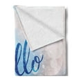 thumbnail image 2 of Winter Soft Flannel Fleece Throw Blanket, Hello Winter Lettering on Abstract Blurry Snowflakes Bokeh Effect, Cozy Plush for Indoor and Outdoor Use, 70" x 90", Blue Pale Pink White, by Ambesonne, 2 of 5