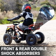 36V Electric 500W Motor 4‑Wheeler with Dual Shock Absorber Suspension, IVFJFV 4‑wheel Off‑Road Tires & Anti‑Collision Safety Flag for Age 8‑14 for Backyard Leisure & Rough Ground Trips,Red