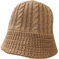 thumbnail image 5 of CoCopeaunts Bucket Hats for Men LCE Hemp Thread Vintage Hand Knitted Hats Wide Brim Shade Breathable Cable Twist Fisherman Hat, 5 of 8