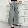 thumbnail image 5 of Juslio Girls Pants Casual Unisex Child 8-16 Years Mid Waist Loose Pocket Wide Leg Cropped Gray, 5 of 9