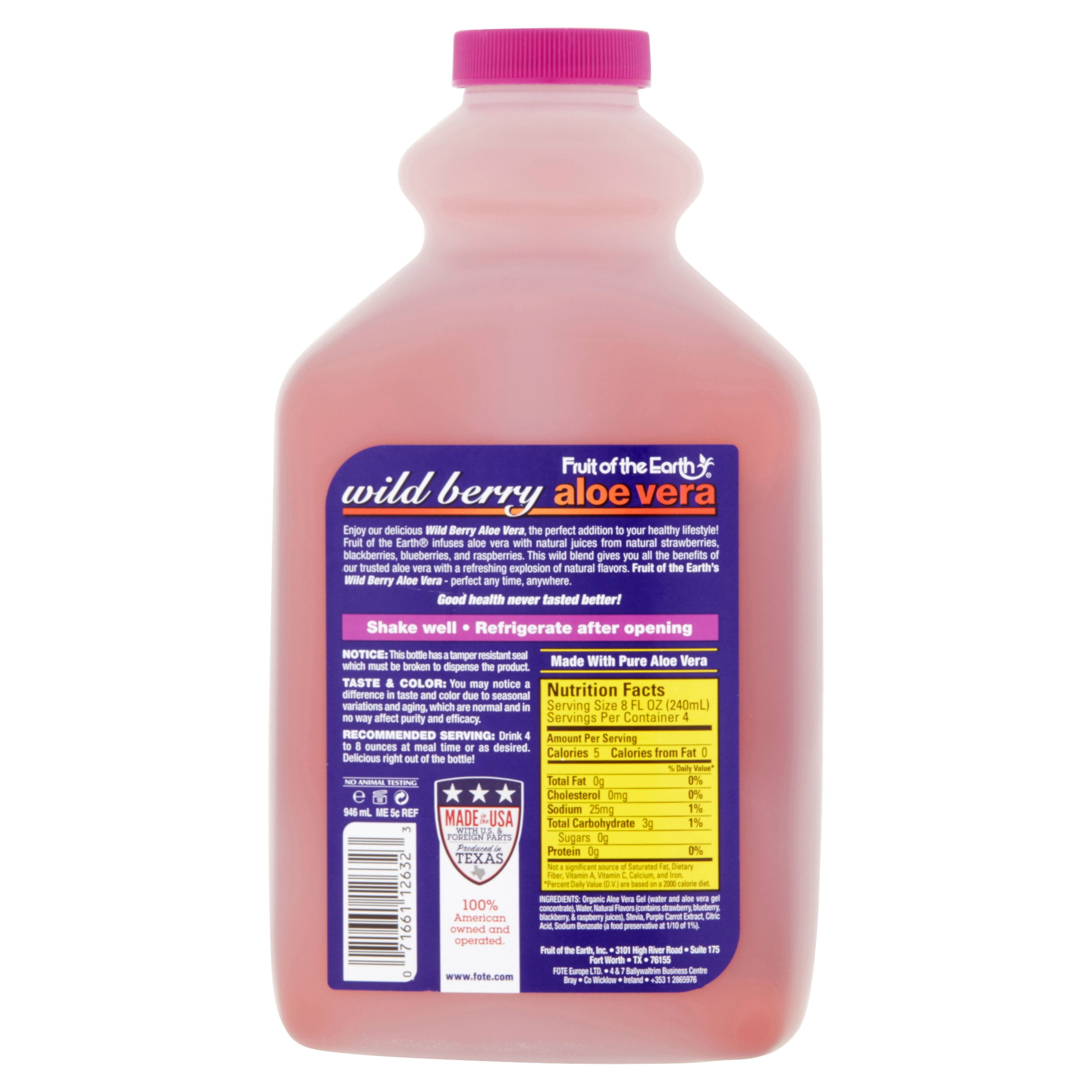 Fruit of the earth top aloe vera juice wild berry