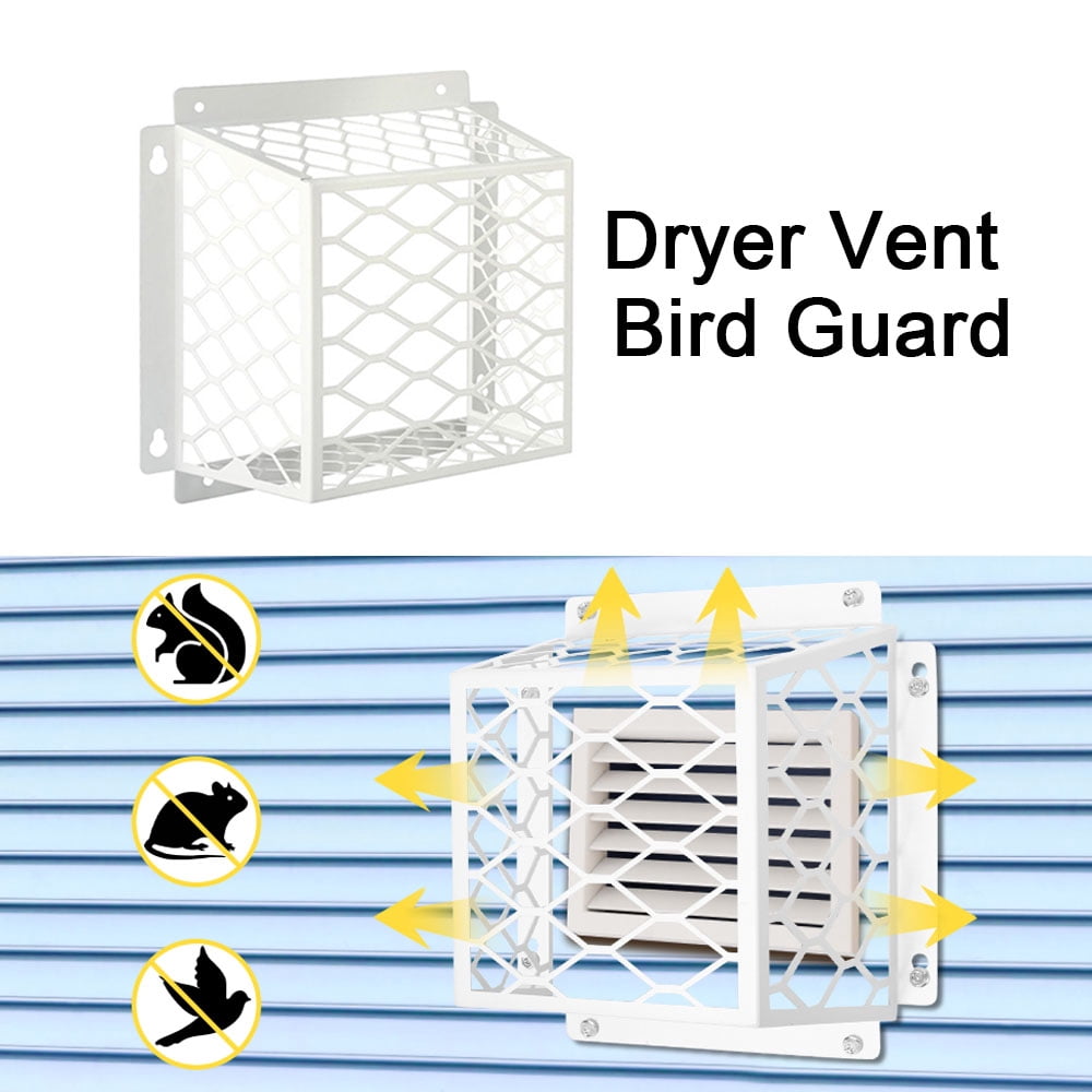 TOP-MAX Carbon Steel Dryer Vent Bird Guard with Screws, Universal Outdoor Dryer Vent Cage Cover fit for 3" to 4" Dryer Vents Cover, White
