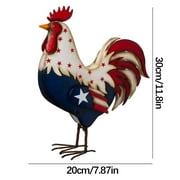 JeashCHAT Metal Patriotic Rooster Statue Rustic Yard Sign Porch Decor Lawn Garden Rooster Sculpture 4th of July Decorations Independence Day Party Home Decor, 7.87x11.8