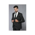 thumbnail image 3 of Men 3pc European Vested Suit WESSI J.VALINTIN Extra Slim Fit JV27 Black Stripe, 3 of 9