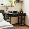 thumbnail image 2 of HOMCOM Small Writing Desk, Computer Desk with Fabric Drawers, Black, 2 of 8