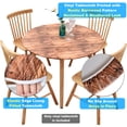 thumbnail image 5 of Rally Home Goods Indoor Outdoor Patio Round Fitted Vinyl Tablecloth, Flannel Backing, Elastic Edge, Waterproof Wipeable Plastic, Brown Rustic Barn Wood Grain for 5-Seat Table 36-42’’ Diam, 5 of 8