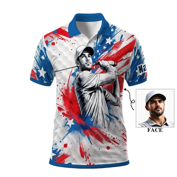 HOMYGIFTS Men’s Golf Polo – Custom Golfer Art with Colorful Mosaic Swirl, Perfect for Golf Enthusiasts