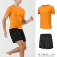 thumbnail image 2 of Stamzod Mens Track Suits 2 Piece Set Summer Solid Color Short Sleeve Shirts and Shorts Casual Activewear Plus Size Athletic Workout Running Short Sets for Men Orange B M, 2 of 6