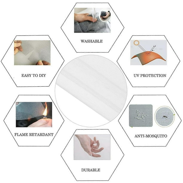 DIY Window Screen with Self-Adhesive Tapes Household Mosquito Screen Mosquito Net Mosquito Protector Mesh Curtain Door Net 100*100cm White