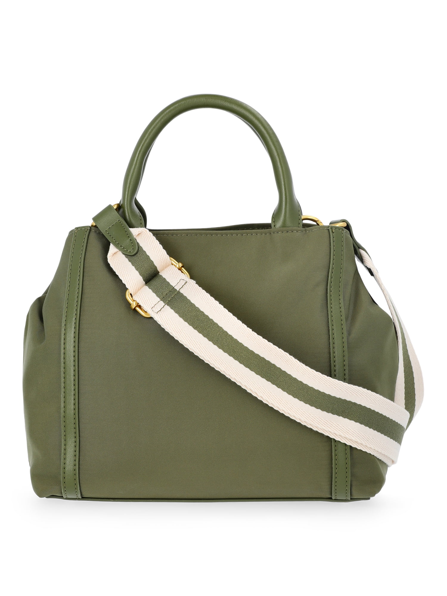 Free Assembly Women's Mixed Media Satchel, Army Green
