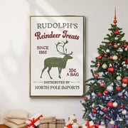 Christmas Farm Sign Collection B - Framed Gallery Wrapped Holiday Canvas - 17 x 25 - Gold Frame