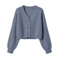 thumbnail image 6 of Bibifish Womens Cable Knit Cardigan Sweaters Long Sleeve V Neck Cropped Button Front Cardigans, 6 of 6
