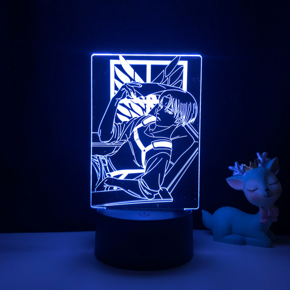 Cozybedin 3D Anime Character Night Light Illusion Lamp Remote Control Figurine from Attack Anime Led Lights Room --- B5（Black Seat）
