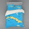 thumbnail image 1 of Wanderlust Duvet Cover Set, Republic of Cuba Modern Geographical Island Atlantic Ocean Illustration, Bedding Set with Shams and Fitted Sheet, 3 Sizes, by Ambesonne, 1 of 3