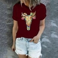 thumbnail image 2 of Fshinging 2025 Women'S Clothing Short Sleeve Aztec Western Cowboy Print Casual Summer Elegant Slim Tunic Blouses, 2 of 6