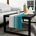 thumbnail image 5 of Turquoise White Ombre Cotton Linen Small Table Runner 13 x 60 inch Modern Country Abstract Stripes Non-slip Rectangular Dining Table Decor for Wedding Party Holiday Dinner, 5 of 8