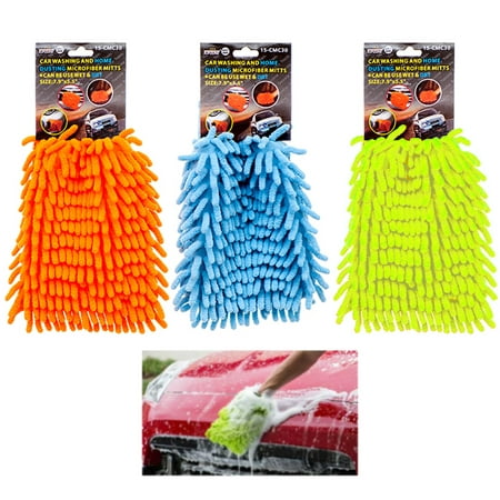 2 Pc Chenille Mit Cleaning Glove Auto Soft Washing Car Wash Dust Home Clean (Best Way To Clean Pc Dust)
