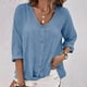 thumbnail image 2 of Vestidos Casuales Para Mujer, Blusas De Mujer De Moda Blusa informal de moda para mujer, con cuello en V, manga 3/4 y botones decorativos, 2 of 6