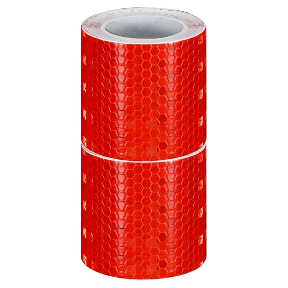 Uxcell 2 Rolls Reflective Tape 2"x10ft Adhesive Night Safety Warning Tapes Outdoor Bicycle Adhesive Reflector Stickers for Vehicles Trailers Trucks Bike Cars Signs, Red