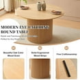 thumbnail image 4 of NORDICANA 47" Round Kitchen Dining Table Fluted,Oak Wood Veneer Tabletop, Wood Strip Base, 4 of 9