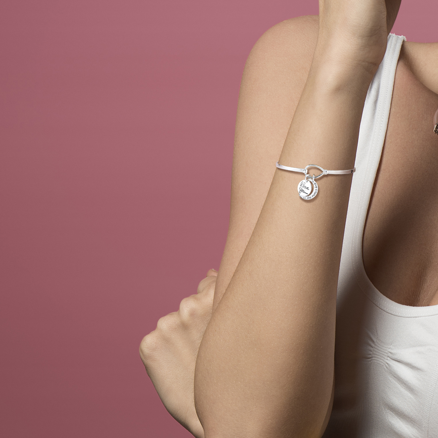 Little Luxuries Women's Sterling Silver "I Love You to The Moon and Back" Bangle Bracelet