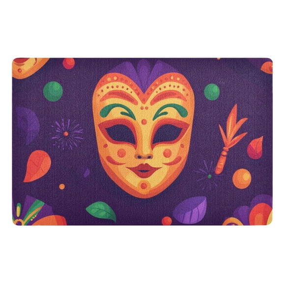 Mardi Gras Mask Floor Door Mat Outdoor Indoor for Home Entrance Welcome Mats 32"x20"