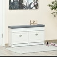 thumbnail image 2 of HOMCOM Shoe Storage Bench with Cushion, 2 Flip Drawers and Adjustable Shelf, 2 of 10