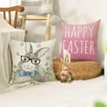 thumbnail image 5 of Happy Easter Decorative Throw Pillow Covers 18 x 18 Set of 4, Hunny Bunny Rabbit Pink Porch Patio Outdoor Pillowcase, Flowers Vintage Sofa Couch Cushion Case Home Decor, 5 of 5