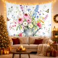 thumbnail image 3 of Wildflowers in Rustic Watering Can with Butterflies Serene Watercolor Illustration for Flower Lovers Botanical Wall Decor Housewarming Gift Tapestry Wall Hanging for Bedroom and Living Room, 3 of 7