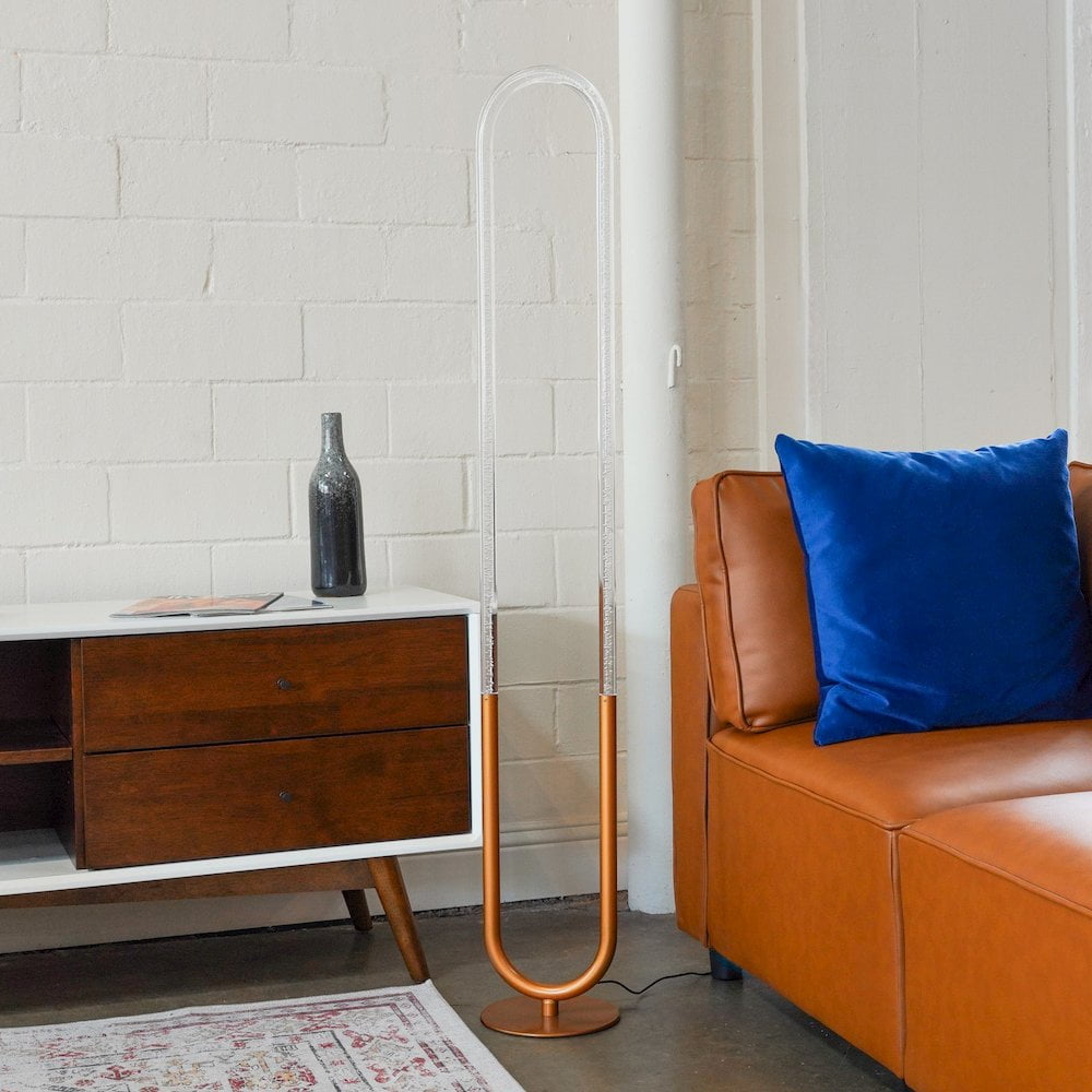 Ashcroft Furniture Zeon LED Floor Lamp Coarse Gold and Clear