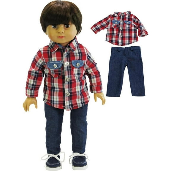 Plaid Shirt and Jeans Set For 18 Inch Dolls