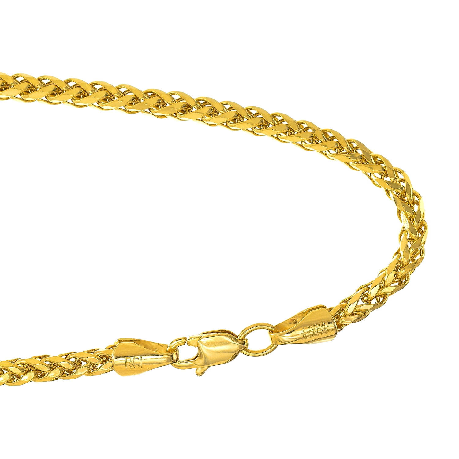 14k Hollow Yellow Gold 2.7mm Diamond-Cut Franco Bracelet 7.5" Lobster Claw by JewelStop