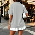 thumbnail image 6 of Polo Shirts for Women Button Collared Summer Short Sleeve Tops Lightweight Work Golf Shirt Womens Blouses Light Gray L, 6 of 9