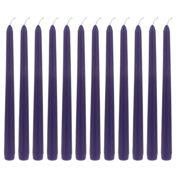 Mega Candles 12 pcs Unscented Dark Purple Taper Candle, Hand Poured Wax Candles 10 Inch x 7/8 Inch, Home Décor, Wedding Receptions, Baby Showers, Birthdays, Celebrations, Party Favors & More