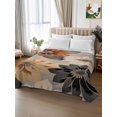 thumbnail image 2 of Burnt Orange Grey Black Flower King Size Flat Sheet, Wrinkleproof & Fadeproof Cooling Flat Bed Sheet Only, Spring Floral Botanical Breathable Soft Bedding Top Sheets 105 x 98 Inches, 2 of 8