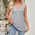 thumbnail image 4 of Jjayotai Women's V Neck Sweater Tank Tops, Summer Sleeveless Solid Color Camisole, Casual Loose Fit T Shirt with Pocket, Lightweight Knit Vest Gray^ XXL, 4 of 4