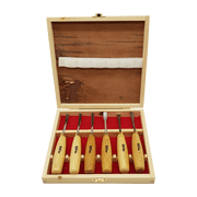 Rox Wood Woodworking Wood Carving Tools Set with Brass Rings, CRV60 Blades in a Wooden Storage Case - 6 Piece