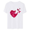 thumbnail image 4 of Meichang T-Shirts de la Saint-Valentin pour Femmes Imprimé Cœur Manches Courtes Col Rond Pull Ample Décontracté Tops de Vacances, 4 of 6