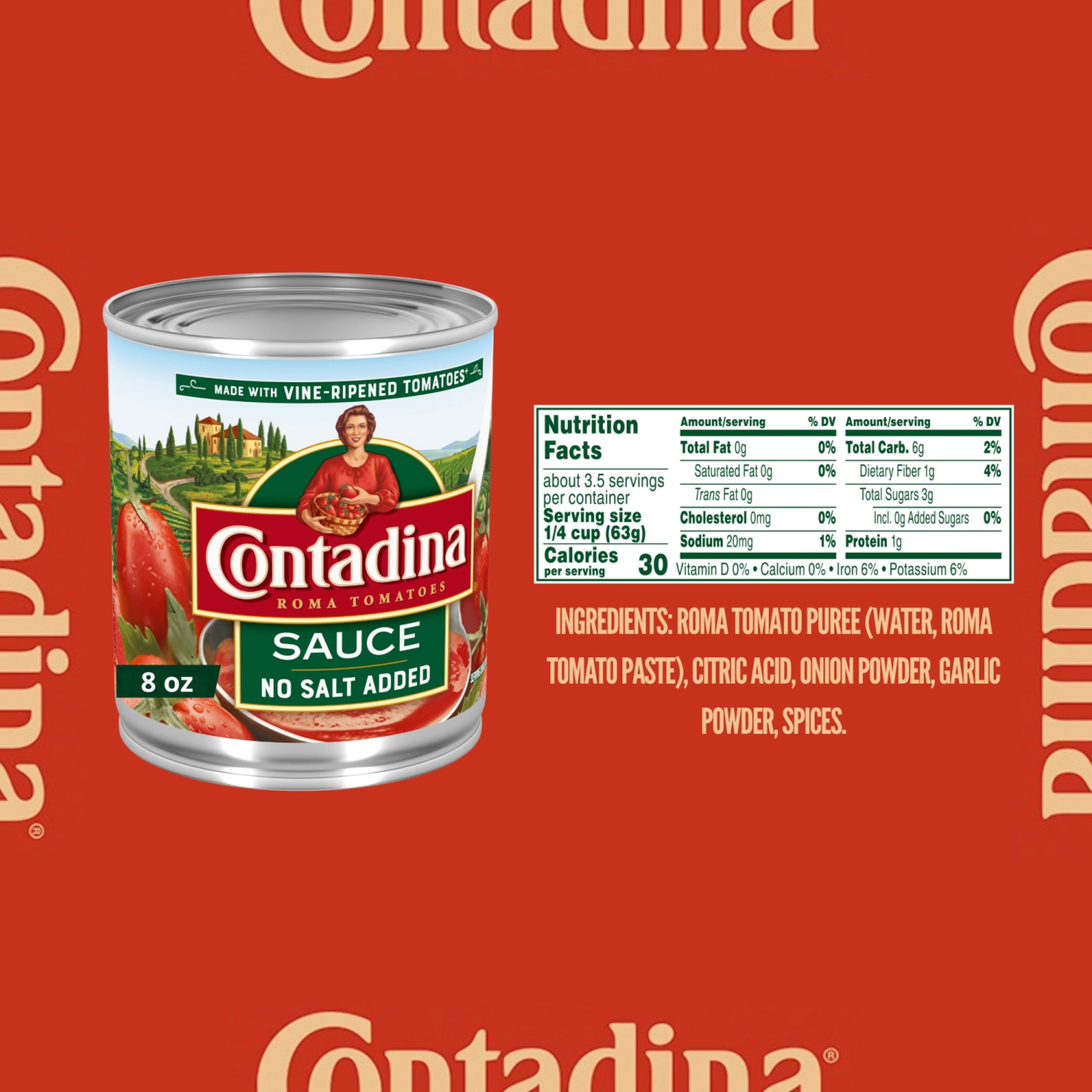 (11 pack) Contadina Tomato Sauce, No Salt Added, 8 oz Can