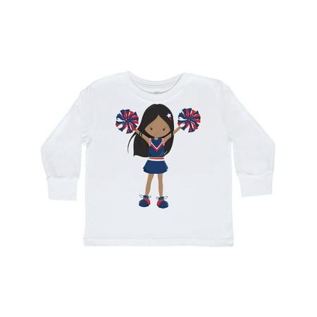 

Inktastic African American Girl Cheerleaders Blue Uniform Gift Toddler Toddler Girl Long Sleeve T-Shirt