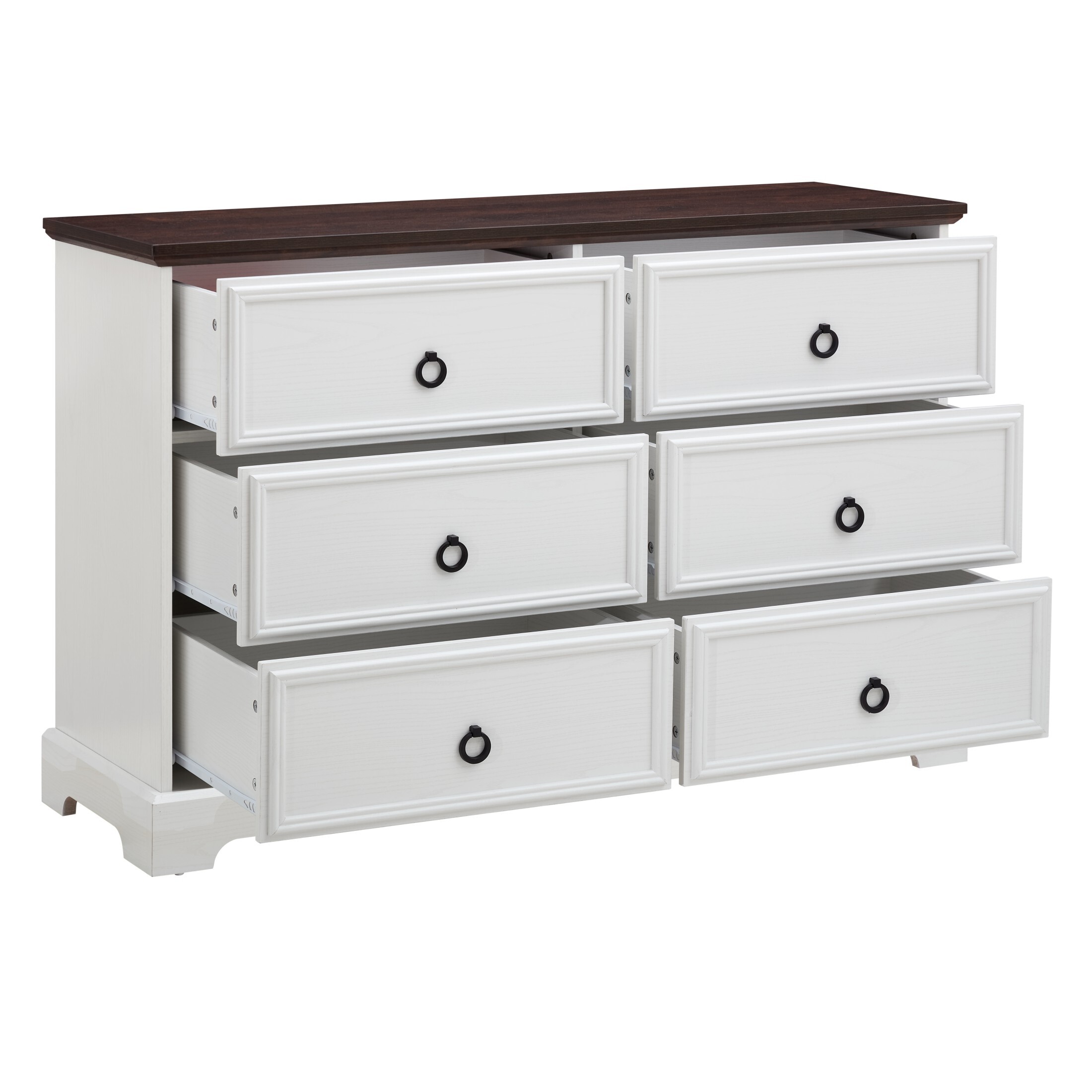 DEALTOPS Farmhouse 6-drawer Dresser, Versatile Chest of Drawers for Living Room or Bedroom, White