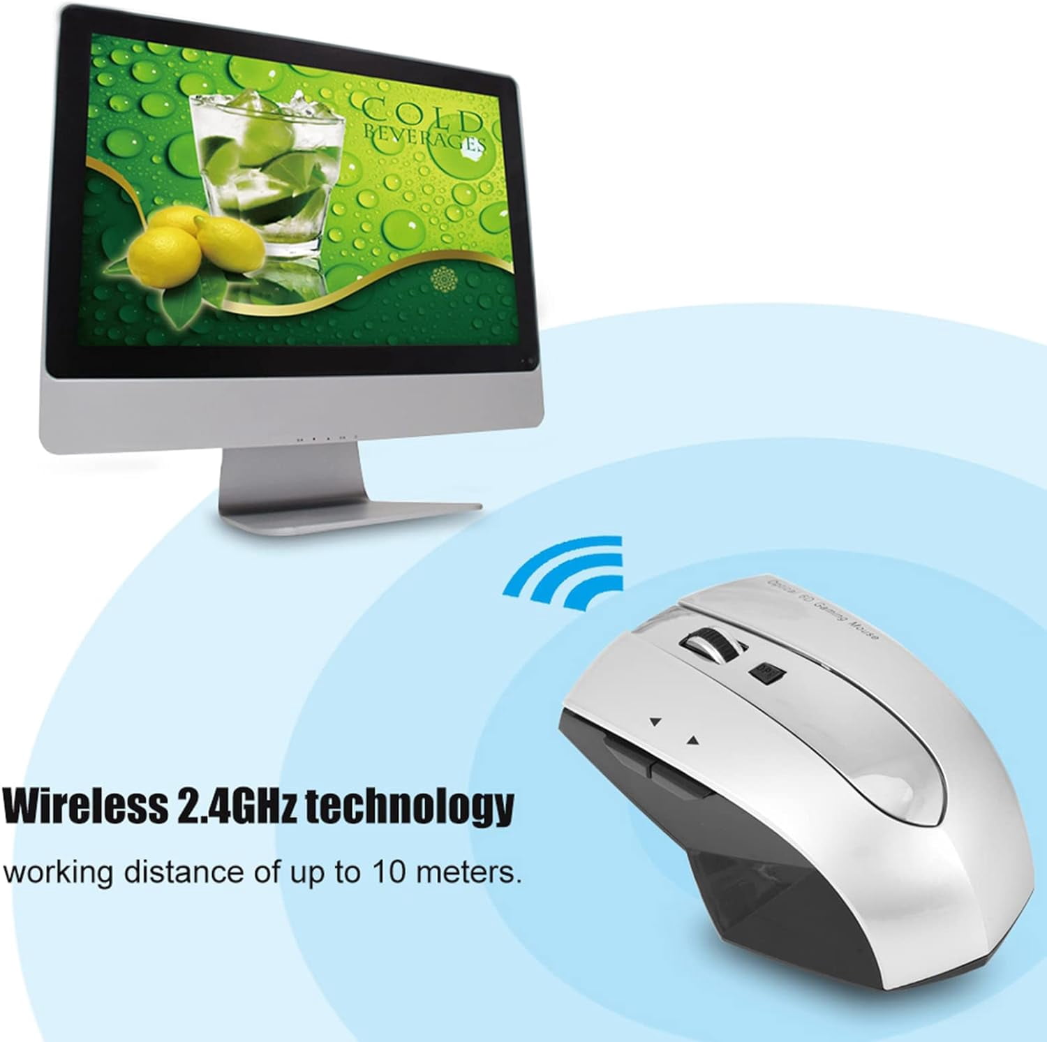 FIGT-Rechargeable Wireless Gaming Mouse with Charging Dock Stand, 2.4G 3 Port USB Hubs Cordless Mice, for PC Laptop (Gray)【0516】