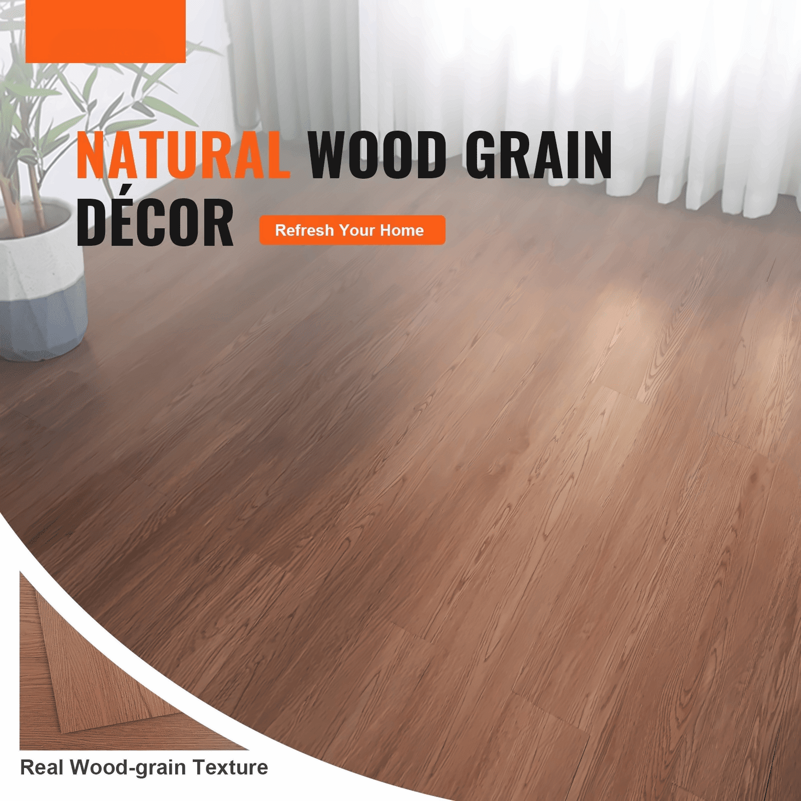 Peel and Stick Vinyl Floor Tiles 36x6 inch, 36 Pack Wood Grain Flooring