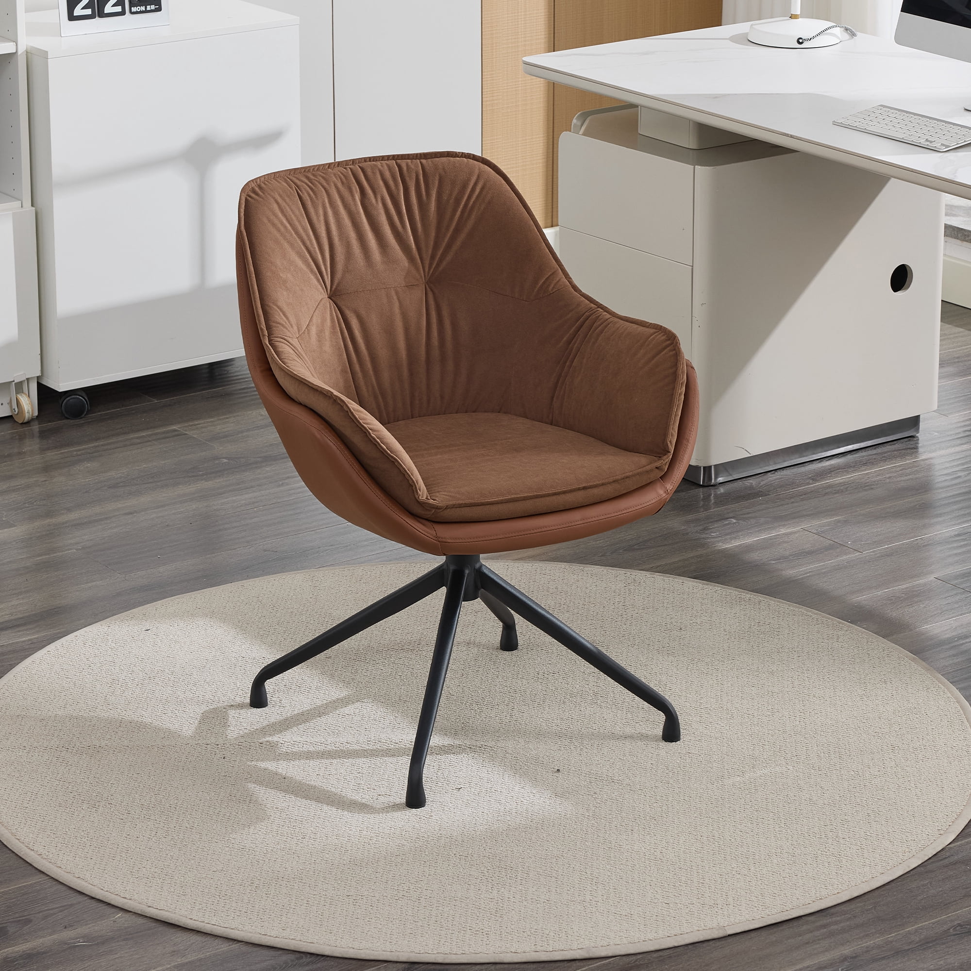 Noble House Home Office Chair,Faux Leather Armchair,Brown