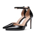 thumbnail image 3 of Carolyn - Women's Elegant, Sexy and Feminine Pointed Toe D’orsay Pumps with 4" Stiletto High Heels in vegan leather and ankle straps. Handmade to perfection. Size 9, 3 of 6