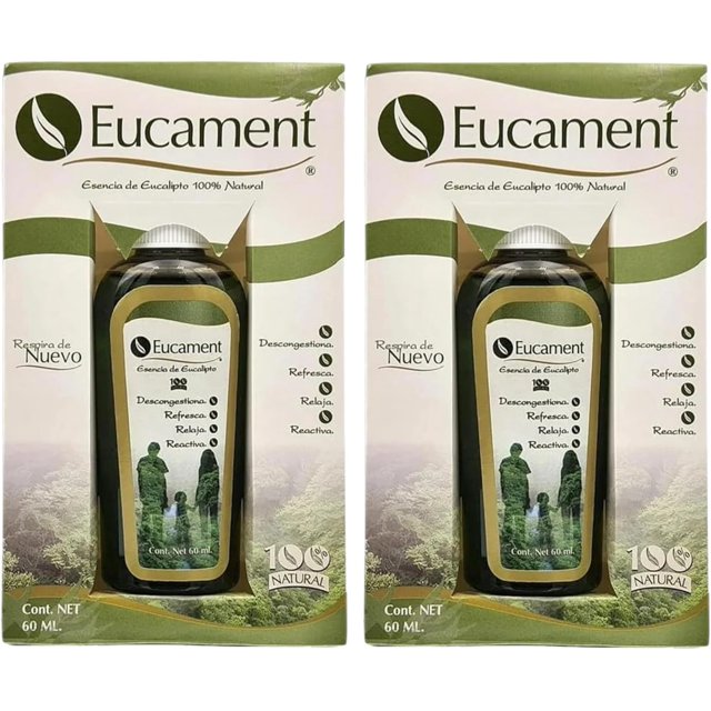 EUCAMENT Pack de 2 EUCAMENT | Esencia Natural de Eucalipto-Spray-Relaja-Desinfecta-Alivia-Propiedades Terapéuticas-Alivia la congestión nasal-Reduce Alergias-Propiedades Balsámicas-Aromaterapia