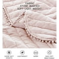 thumbnail image 5 of Chezmoi Collection Iris 3-Piece Channel Stitch Quilt Set, Pre-Washed Pom Poms Fringe Bedspread Coverlet, King, Pink, 5 of 6