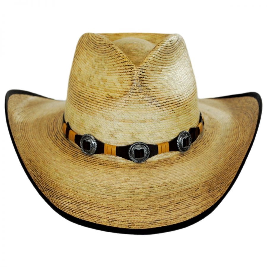 Kimball Palm Leaf Straw Western Hat - L - Natural Aged